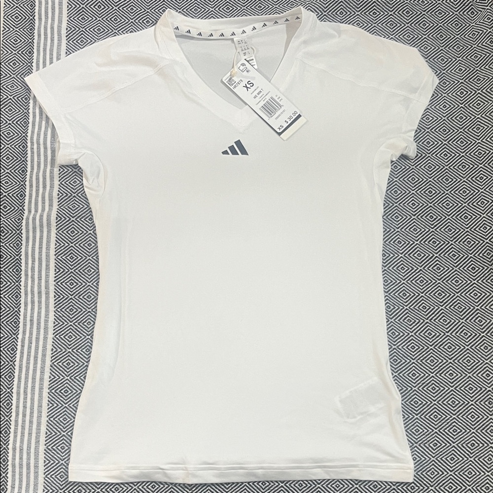 Adidas Women's White V-Neck Tee